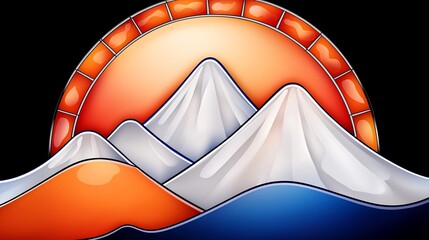 Mountain Sunrise Stained Glass Design