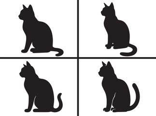 Cat Bundle vector, Cat silhouette Vector with white background