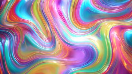 Obraz premium Endless loop of colorful liquid waves with smooth transitions, glossy reflections and hypnotic motion design Generative AI