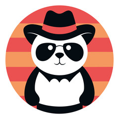 Cool Panda Silhouette – Cute Panda with Sunglasses and Cowboy Hat Vector

