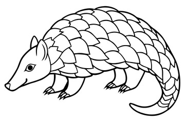 Minimalist Pangolin Line Art Vector