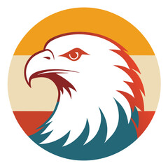 Eagle Head Silhouette on Retro Vintage Background – Bold and Patriotic Icon

