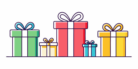Set Of Flat Gift Box Icons With Ribbons Vector 1