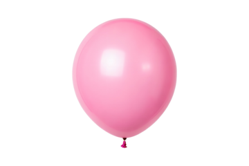 Pink balloon floating in a gray space, single object against plain background