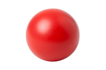 Bright red sphere floating in mid air against a gray background