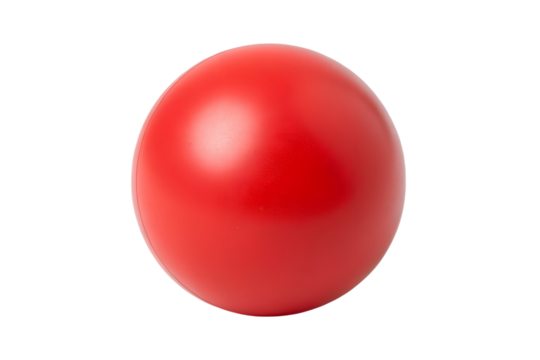 Bright red sphere floating in mid air against a gray background