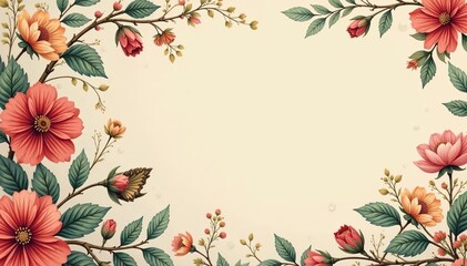 Subtle paisley floral pattern in muted earth tones on beige , serene, organic, chic