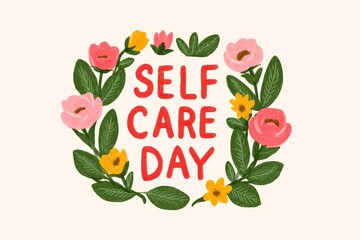 Self Care Day Floral Illustration