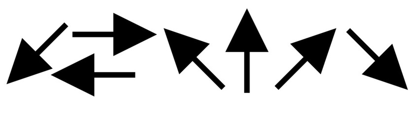 Arrow icon set with different positions and pointing directions,  like this way, left, right, up, down, and one way