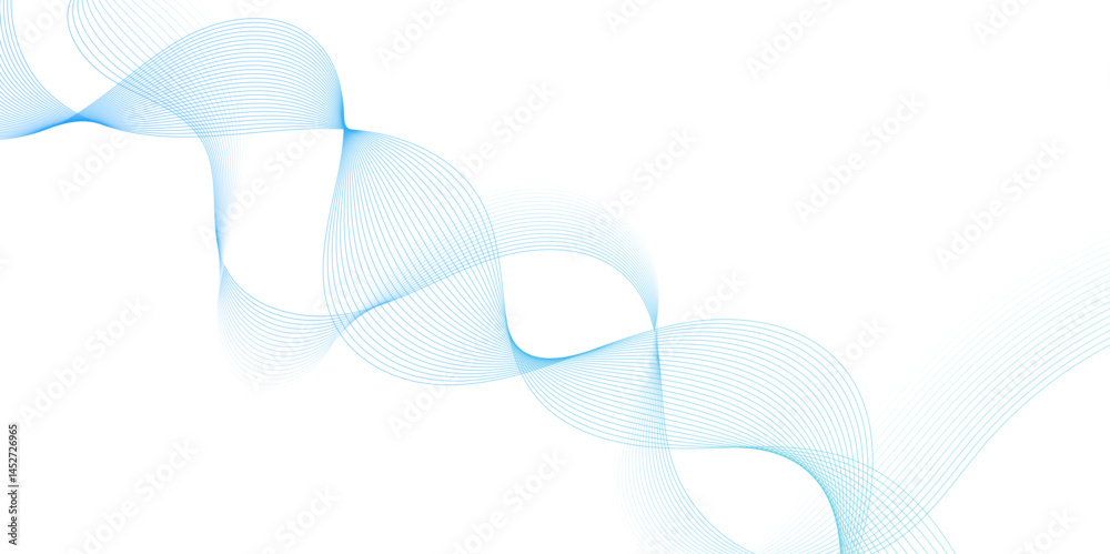 Fototapete Smooth wave abstract vector background layout design.background image with dynamic curves.Abstract blue futuristic blend waves lines technology background and sound wave lines on white background.	