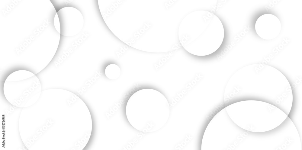 Aufkleber Abstract background with circle white abstract geometric background with soft light white paper circles in design .Gray abstract. Modern design background for report and project presentation template.