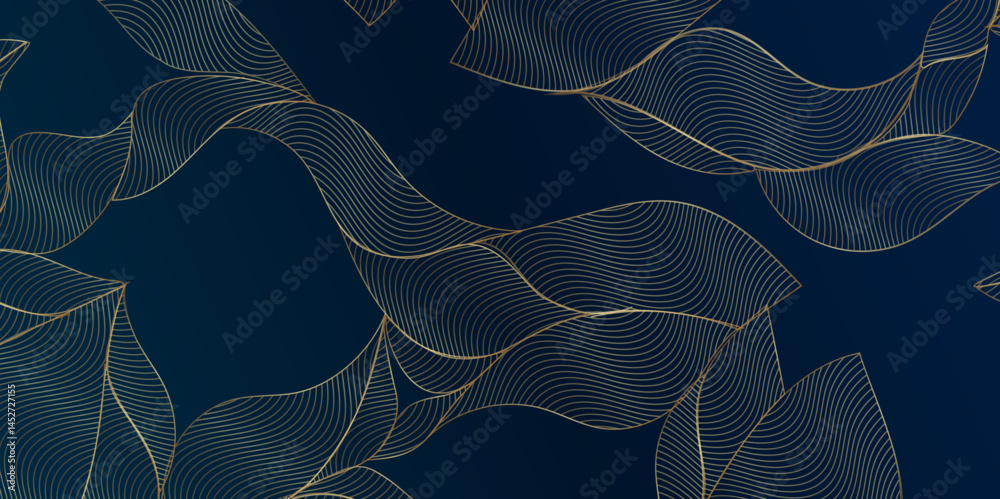Poster abstract vector gold floral waves background. elegant abstract background featuring glimmering golde