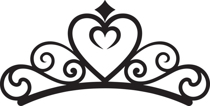 black tiara with heart shape design clip art preview