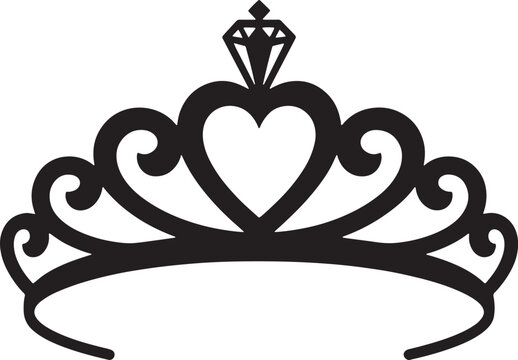 black tiara with heart and diamond clip art preview