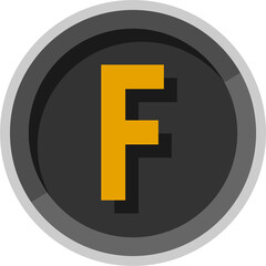 Vintage Typewriter Button Alphabet Clipart – F stylish retro-style font set with bold yellow letters on dark typewriter keys