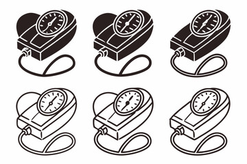set of Blood Pressure Monitor silhouette vector illustration