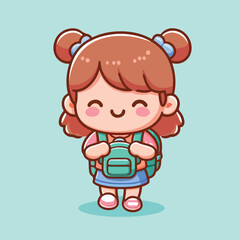 vector of little boy wearing a bag cutely