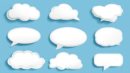White blank retro speech bubbles isolated vector set. Illustration of cloud bubble speech for communication illustration