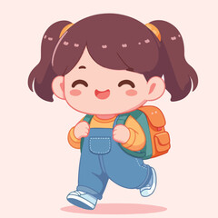 vector of little boy wearing a bag cutely