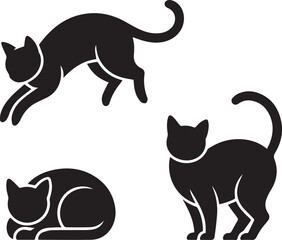 Cat Bundle vector, Cat silhouette Vector with white background
