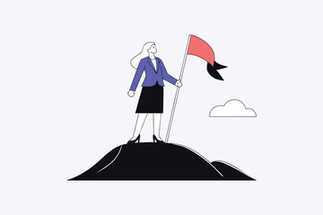 Fototapeta premium Successful Businesswoman Leadership Illustration Female Power, Gender Equality and Achievement Concept Art