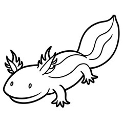 Minimalist Axolotl Line Art Vector