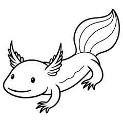 Minimalist Axolotl Line Art Vector