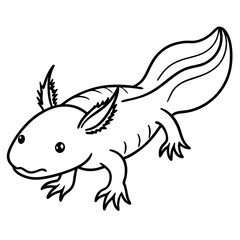 Minimalist Axolotl Line Art Vector