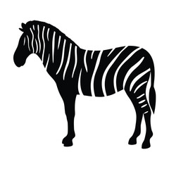 Vector silhouette of a zebra in profile view with stripes
