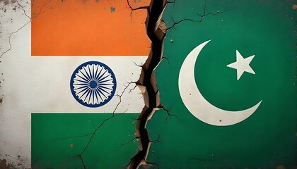 india vs pakistan clash concept in politics and sports background with old texture wall in the backdrop., diplomatic war relationship between India and Pakistan concept, created with generative ai