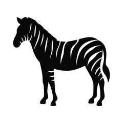 Vector silhouette of a zebra in profile view with stripes