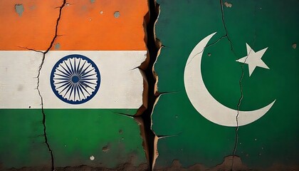 india vs pakistan clash concept in politics and sports background with old texture wall in the backdrop., diplomatic war relationship between India and Pakistan concept, created with generative ai