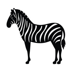 Vector silhouette of a zebra in profile view with stripes