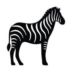 Vector silhouette of a zebra in profile view with stripes