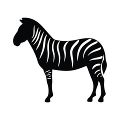 Vector silhouette of a zebra in profile view with stripes