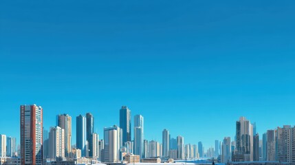 Obraz premium A clear blue sky above a clean city with modern buildings and no visible pollution