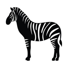 Vector silhouette of a zebra in profile view with stripes