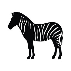 Vector silhouette of a zebra in profile view with stripes