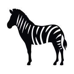 Vector silhouette of a zebra in profile view with stripes