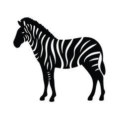 Vector silhouette of a zebra in profile view with stripes