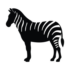 Vector silhouette of a zebra in profile view with stripes