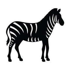 Vector silhouette of a zebra in profile view with stripes