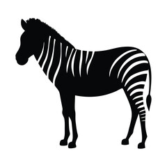 Vector silhouette of a zebra in profile view with stripes