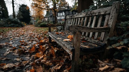 Autumnal park bench