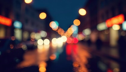 Abstract late night city lights, blurred bokeh effect, lights, night, city