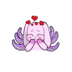 Cute bunny-octopus hybrid character with a loving, affectionate expression