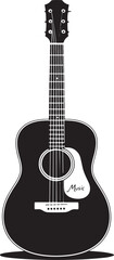 Obraz premium Acoustic guitar black silhouette. Music instrument icon. Vector illustration.