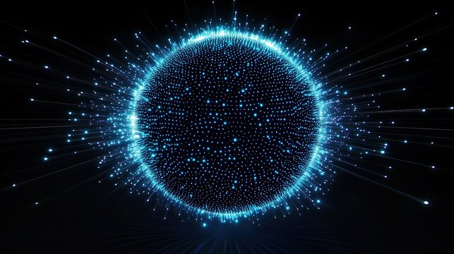 Abstract glowing sphere with radiating lines