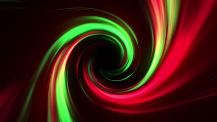 Festive seamless 4K 60fps loop animation of vibrant red and green gradient vortex spiral rotation. Great abstract holiday background for Christmas, celebrations, seasonal promos and party visuals.