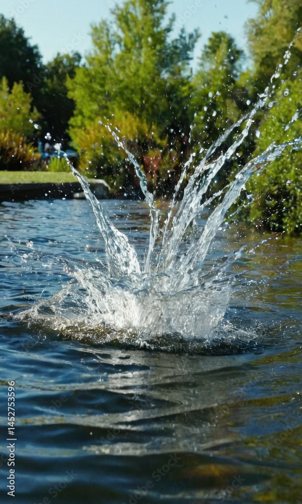 Aufkleber a dog enjoying the water in a pond, perfect for use as a background or illustration for various them
